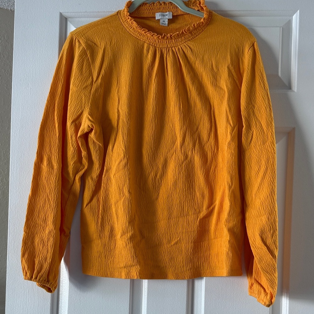 J. Crew Factory Vibrant Marigold Ruffle Neck Top